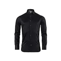 vincenzo boretti chemise, regular-fit/taille normale, motif chevron - infroissable noir 39-40