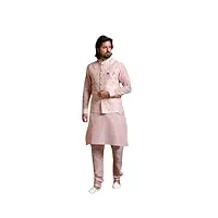 pyjama traditionnel indien royal pour garçons d'honneur, mariage, festival, jodhpuri, fête, tenue kurta avec veste nehru pour homme, rose 1., 32