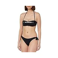 emporio armani bikini pour femme avec logo lover band and bow brésilien ensemble, noir