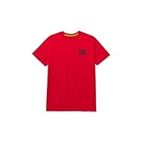 caterpillar trademark men’s t-shirts with shape-retention rib trim spandex and cat logo on chest (regular, big & tall sizes), hot red eclipse - 3x-large