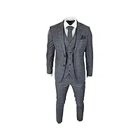 costume homme 3 pièces gris à carreaux style vintage rétro clssique coupe légère et ajustée - gris 52