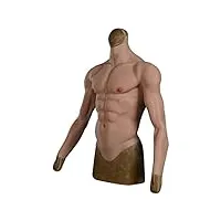 ritmi demi-corps silicone muscle costume réaliste mâle poitrine gilet muscle abdominal doux simulation peau avec bras pour halloween,color 3,l