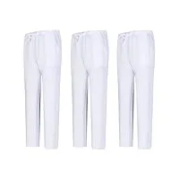 misemiya - pack 3 pcs - pantalon sanitaire unisex - uniformes medicales uniformes sanitaires pantalon de travail - réf 8312 * 3 pcs - x-large, blanc 68