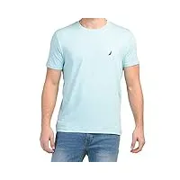 nautica t-shirt uni à manches courtes et col rond pour homme, harbor mist/bleu marine, taille l