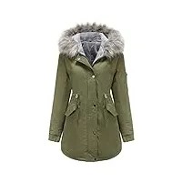 tuopuda manteau femme hiver veste polaire chaud parka manches longues blouson zippée À capuche hooded coat sweat-shirts outercoat avec poches, vert, l
