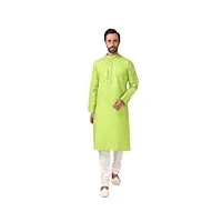 shreyanvi ensemble pyjama tunique indienne kurta pour homme - tenue de fête de mariage ethnique et festive, vert perroquet., 44