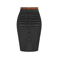 belle poque jupe moulante vintage pour femme - longueur genou, noir , s