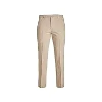 jack & jones jprriviera linen trouser slim sn pantalon de costume, beige/fit:slim fit, 54 pour des hommes