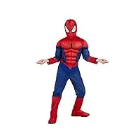 rubies - spider-man - marvel officiel - déguisement pour enfant de luxe spider-man. taille 5-6 ans. costume avec combinaison aux muscles rembourrés + cagoule attache velcro + couvre-bottes intégrés