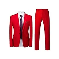 allthemen costume homme mariage 2 pièces slim fit smoking costume un bouton couleur pure formel veste et pantalon homme rouge xxl