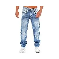 orandesigne jeans coupe droite pour hommes jeans stretch coupe slim pantalon de travail couleur pure basique décontracté pantalons en denim c bleu clair m