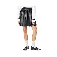 bcbgeneration fit and flare mini jupe plissée en cuir synthétique, noir, l femme