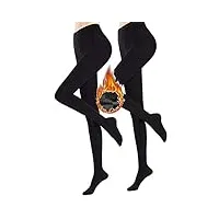 joligiao collants pour les femmes chaud thermo collants en polaire thermiques leggings slim collants amincissants collants à pieds collants épais pour collants Élastique pantyhose hiver (noir*2,l-xl)