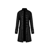 homme steampunk vintage tailcoat manteau médiéval veste victorienne manteau renaissance redingote pour hommes (3xl, noir)