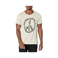john varvatos ss raw edge tee-distorted peace t-shirt, fossil grey, xxl homme