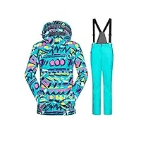 saeohnssty veste d'hiver pour femme - veste de snowboard - combinaison de ski - imperméable - bleu - taille xl