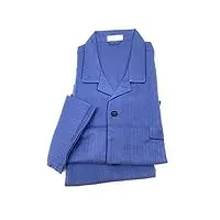 bip bip pyjama élégant pour homme, coupe classique, boutonné, devant, couleur unie, en pur coton, mako art. e800, bleu lac., xl