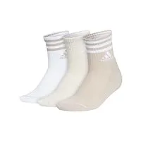 adidas chaussettes hautes à 3 bandes pour homme (3 paires), wonder beige/blanc/alumine chiné, m