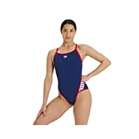 arena maillot de bain une pièce pour femme standard icons super fly back solid, bleu marine/rouge, 90