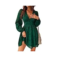 cupshe mini robe femme en dentelle moulante à manches longues imprimé floral col en v robe de cocktail casual party soirée vert m