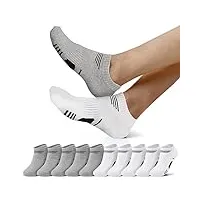 nuoza 10 paires chaussettes de sport homme femme basses coton socquettes respirant chaussettes de course_blanc gris_4346
