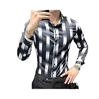 sdfgh hommes coréens chemises à carreaux à manches longues hommes chemise de travail tout match simple imprimé blouse hommes vêtements slim fit smoking 3xl (color : black, size : s code)