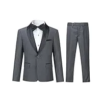 sliktaa garçons costume deux pièces châle revers un bouton robe de banquet de mariage gentleman élégant et confortable,gris,14 ans