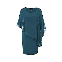 hanna nikole cape robe en mousseline de soie coupe slim invité de mariage robe de bal bleu paon 24 grandes tailles
