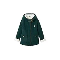 vertbaudet manteau à capuche en drap de laine fille doublé sherpa vert foncé 10a
