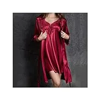 bonoco deux pièces robe chemise de nuit ensembles pyjamas femmes ensemble de vêtements de nuit sling pijamas sexy robes de soie vêtements de nuit (couleur : c taille : code xl) (color : a)