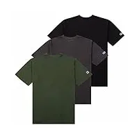 russell athletic big and tall shirts for men - lot de 3 t-shirts en coton, vert foncé/noir/anthracite chiné, 5x