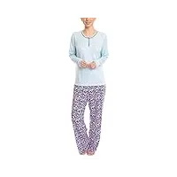hanes dreamscape ensemble haut à manches longues et bas de pyjama en tricot beurre pour femme – plusieurs couleurs, plusieurs tailles, bleu/floral, taille 1x, bleu, 1x