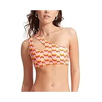 seafolly maillot de bain bikini à une épaule pour femme, moderne take mandarin, 8