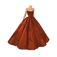 emmani robes de quinceanera à bretelles spaghetti brodées 2022 en satin pour femme, rouge brique, 52