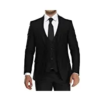 kurt suit premium costume 3 pièces pour homme coupe ajustée avec gilet, noir , 46