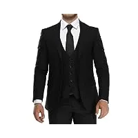 kurt suit premium costume 3 pièces pour homme coupe ajustée avec gilet, noir , 50