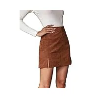 cupshe mini jupe fendue en daim pour femme, jupe décontractée, imitation daim, taille haute, mini jupe courte de fête, marron, s