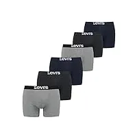 levi's boxer sous-vêtement, noir/bleu marine/gris, l (lot de 6) homme
