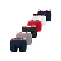 levi's boxer sous-vêtement, bleu/rouge/gris, l (lot de 6) homme