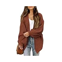 yesgirl gilet long femme pull tricot cardigan décontracté chaud manteau sweater manches longues chunky pull gilet automne hiver a marron xxl