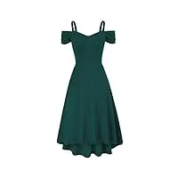 grace karin femme vintage gothique robe plissée de soirée à épaules dénudées cocktail élégante à col en v xl vert foncé robe noel femme cl1742a22-04
