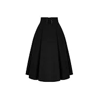 jupe trapèze vintage for femme avec poche évasée jupe trapèze évasée elégant et polyvalent (color : black, size : xl code)