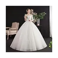 yanyueshop robe de mariée classique en dentelle à col rond et demi-manches, plus la taille sur mesure peincess ball gown (color : a, size : 16)