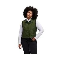 ulla popken femme grandes tailles gilet matelassé, boutons-pression sur le côté, col chemise, sans manches vert olive 50+ 807757439-50+
