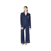 splendid ensemble pyjama long à manches longues avec encoche, caban uni, 32-34