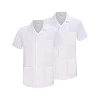 misemiya - pack 2 unités - blouse blanche chimie unisexe - blouse medicale homme - blouse laboratoire homme - blouse de travail femme 8165 - medium, blanc