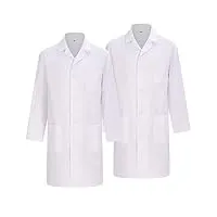 misemiya - pack 2 unités - blouse blanche chimie femme - blouse medicale femme blouse de travail femme 8166 - x-large, blanc