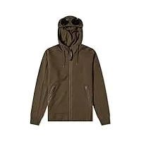 c.p. company diagonale raised fleece goggle hoodie ivy green, vert, xl