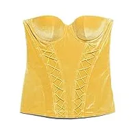 savage x fenty corset vixen en velours, jaune nid d'abeille, 3x femme