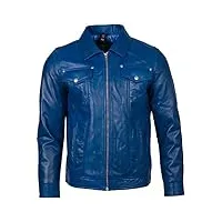 aviatrix veste harrington tendance classique en cuir véritable ultra-doux pour homme (agq5), bleu océan, l